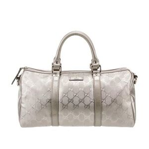 Authentic Gucci Metallic Silver Boston Bag
